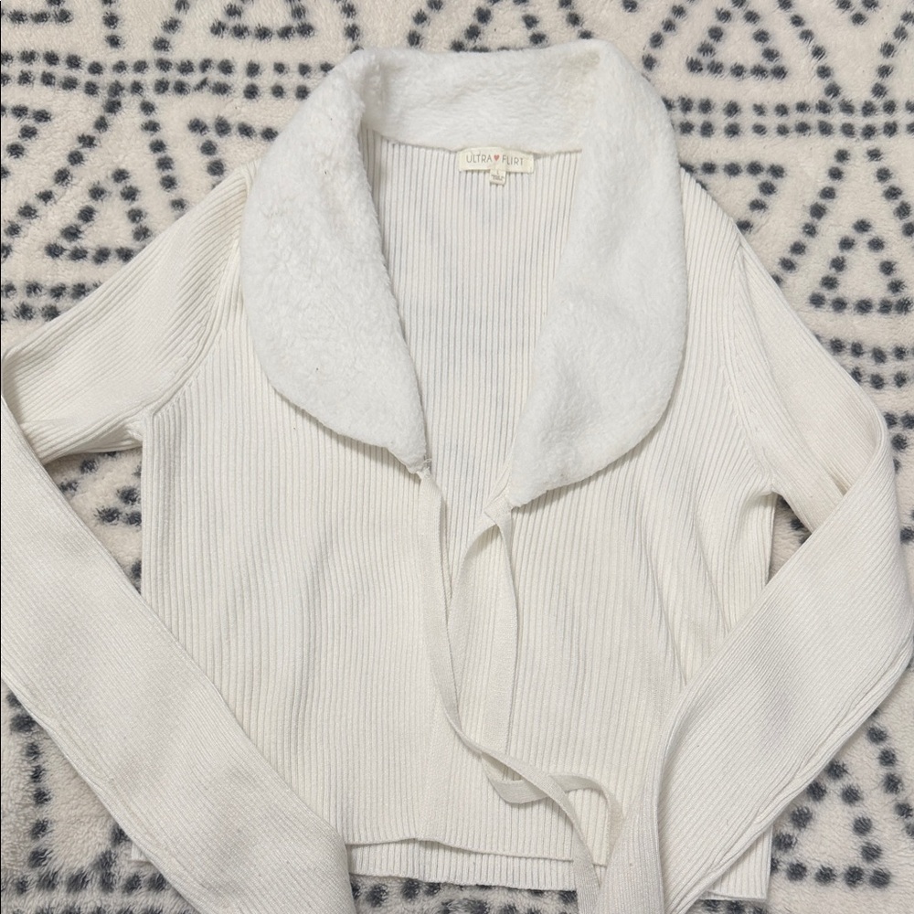 Ultra Flirt Cream Open-Front Cardigan